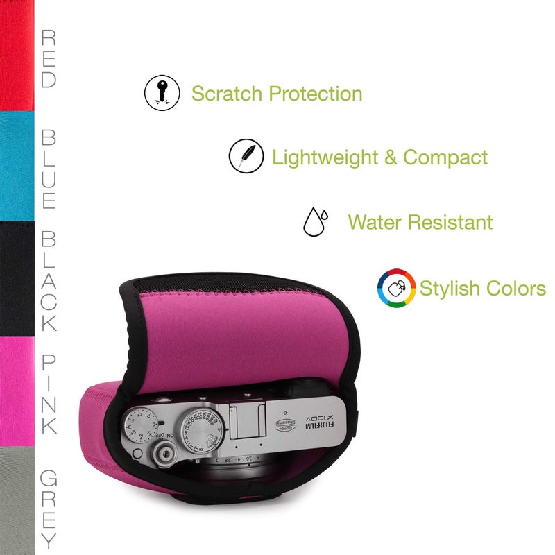 MegaGear MG1900 Ultra Light Neoprene Camera Case Compatible With Fujifilm X100V - Hot Pink, PU Leather - Image 5