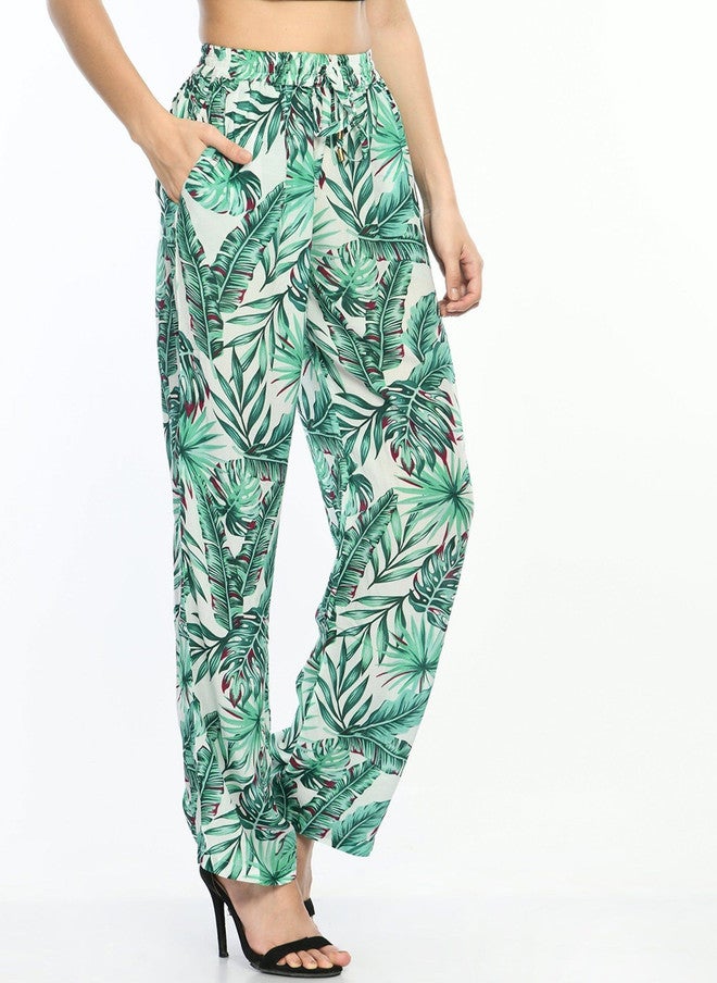 Pretilly Floral Printed High-Rise Trousers for Women - Image 1