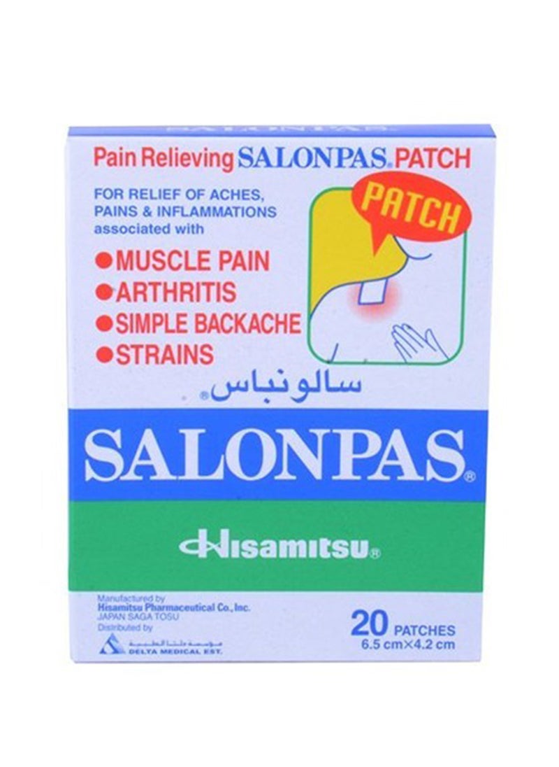 Salonpas Pain Reliever Patch Relief Ache Pains and Inflammations 20 Patches 6.5cm c 4.2cm 