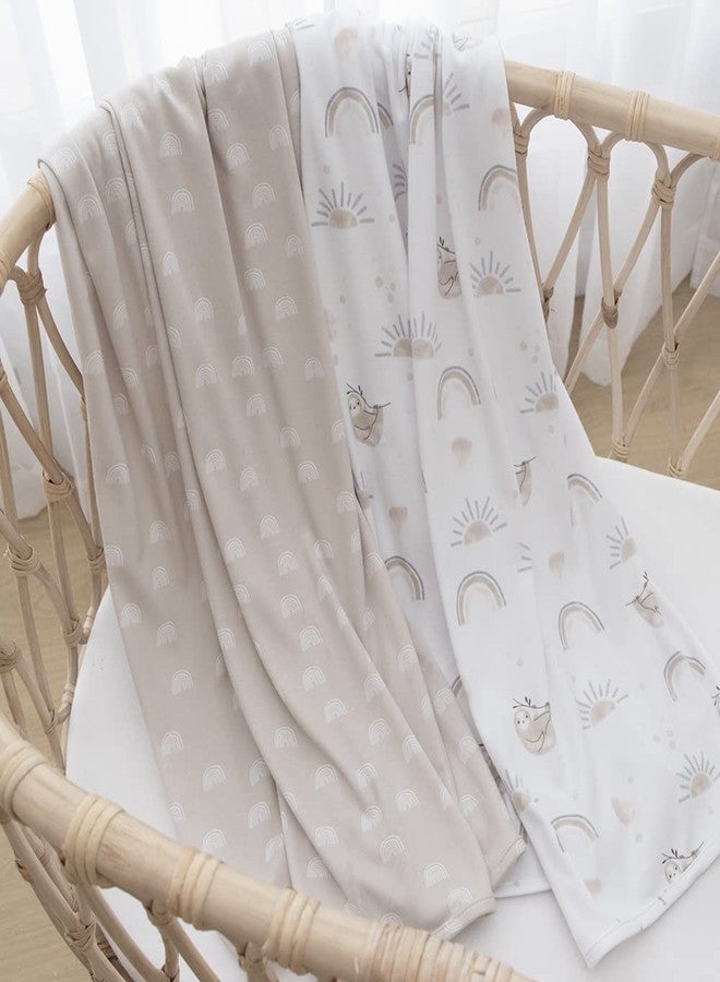 Living Textiles 2PK Jersey Swaddle Blankets - Rainbow Sloth - Cozy Fabric for Best Comfort - Ultra Soft, Lightweight, Versatile Receiving Blanket | Baby Essentials | Baby Gift Ideas for Newborn, Infant, Boys & Girls - Image 3