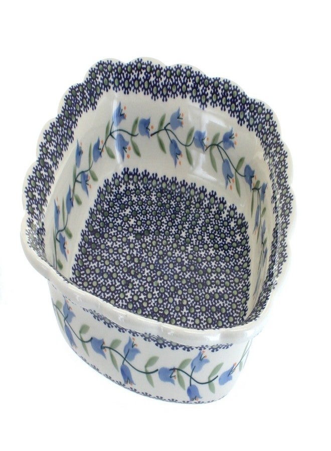 Blue Rose Pottery Blue Rose Polish Pottery - Blue Tulip Small Square Serving Dish - 9" Square - Beautiful Serving Bowl for Special Occasions, Dinner Parties, Or Everyday Dining - Image 1