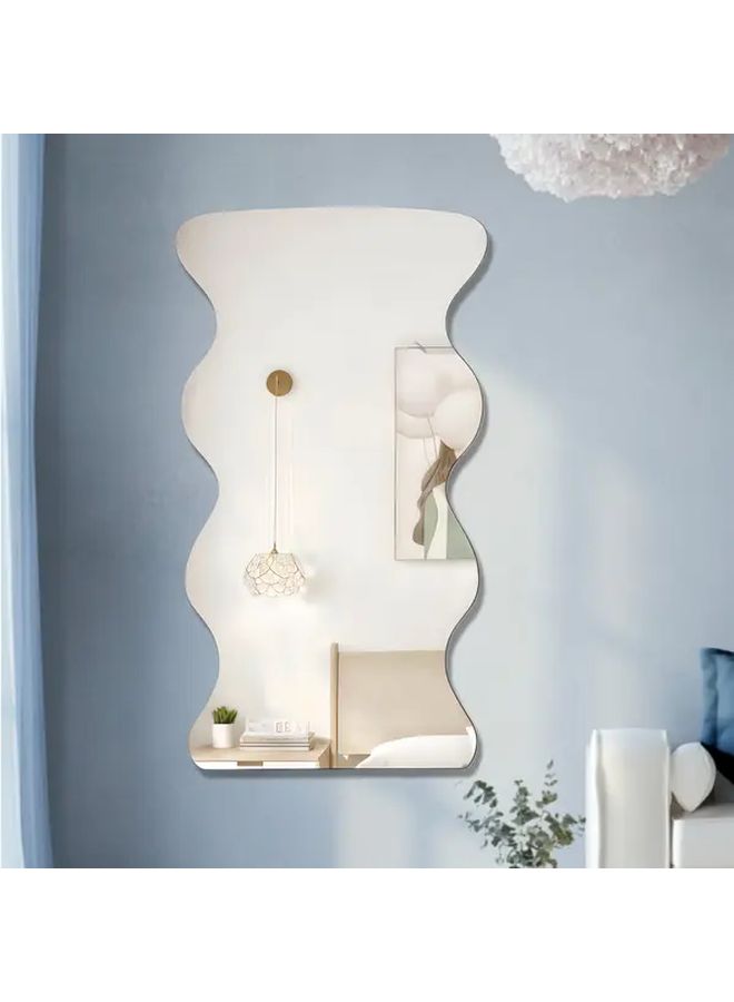 Acrylic Soft Mirror No Electricity Wave Shaped Bathroom Living Room Wall Decor 15 75in - Image 1