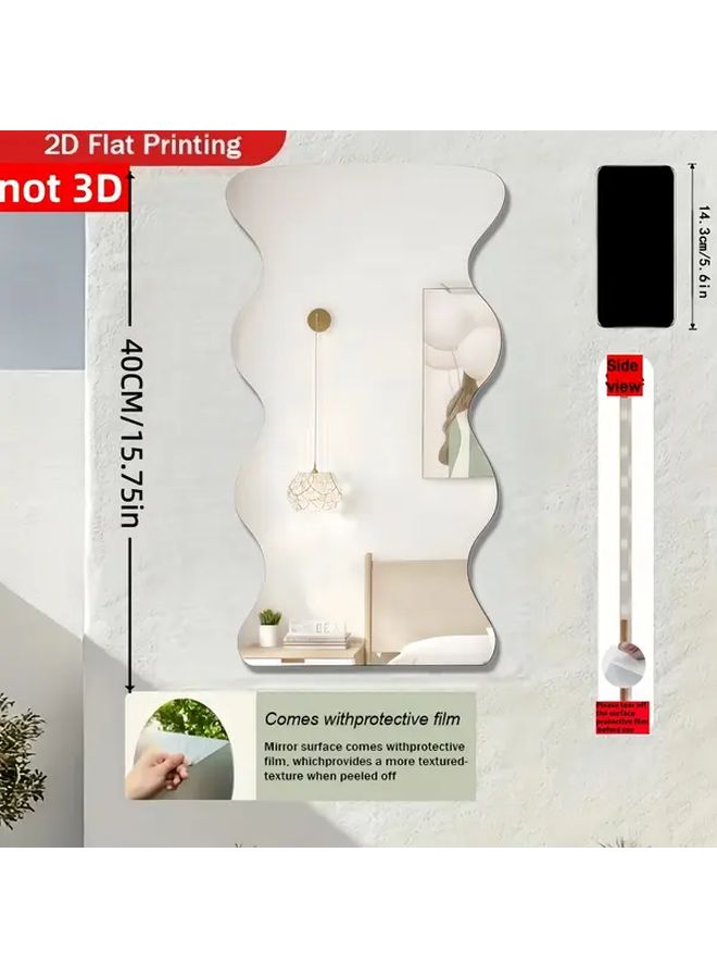 Acrylic Soft Mirror No Electricity Wave Shaped Bathroom Living Room Wall Decor 15 75in - Image 3