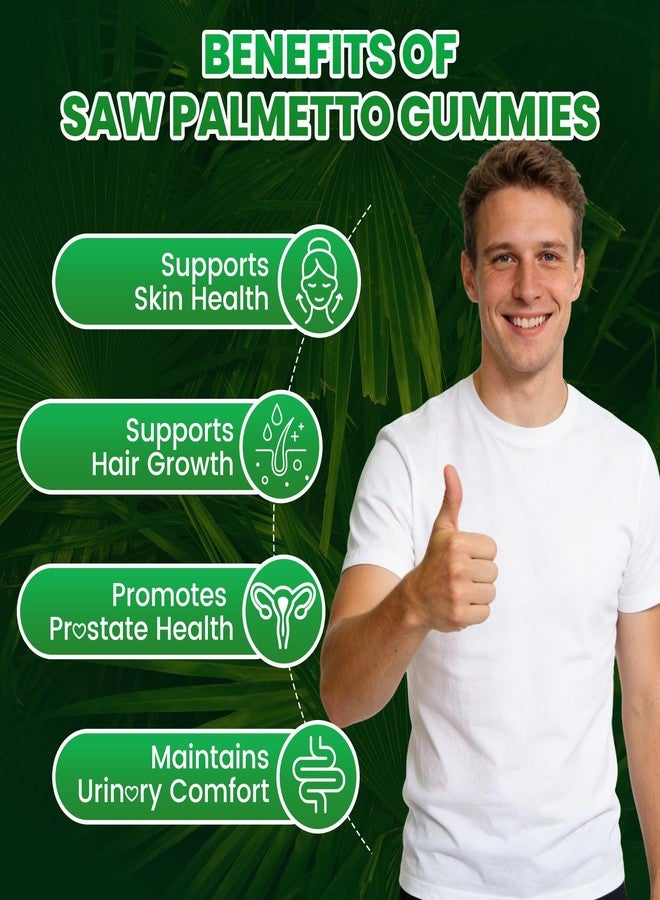 Mchokuu Saw Palmetto Gummies 600mg for Men & Women – Pumpkin Seed Oil Gummies with Saw Palmetto Supplement for Hair Growth & Skin Health, DHT Blocker - Sugar Free, Non-GMO, Raspberry Flavor 60 Count - Image 3