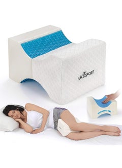 Abco Tech Memory Foam Knee Pillow With Cooling Gel Knee Wedge Pillow Leg Pillow For Side Sleepers Pregnancy Spine Alignment Pain Relief Pillow For Between Knees While Sleeping Washable Cover  - Image 1