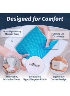 Abco Tech Memory Foam Knee Pillow With Cooling Gel Knee Wedge Pillow Leg Pillow For Side Sleepers Pregnancy Spine Alignment Pain Relief Pillow For Between Knees While Sleeping Washable Cover  - Image 3