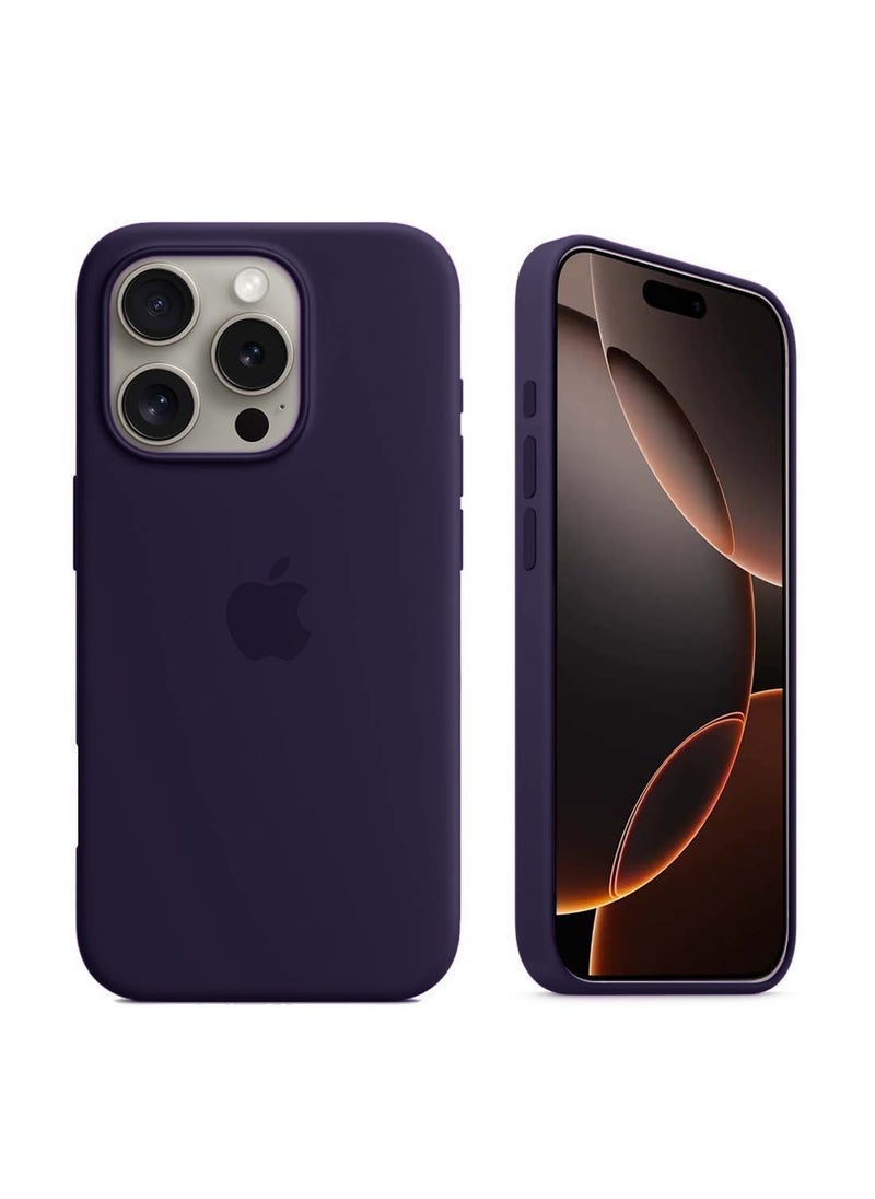 Raxoom Apple iPhone 16 Pro Max 2024 Premium Soft Liquid Silicone Case Cover â€“ Eggplant Purple â€“ Shockproof Slim Fit Back Cover with Microfiber Lining, Anti-Fingerprint Matte Finish, Wireless Charging & MagSafe Compatible - Image 1