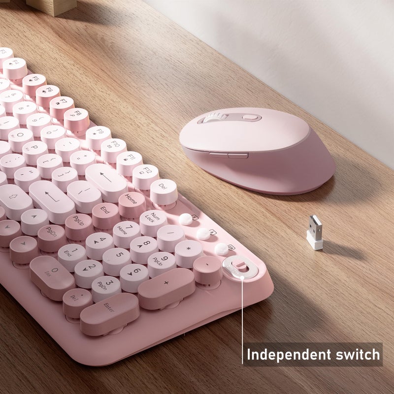 Wireless Keyboard and Mouse Combo, Full-Size 2.4G Set with Number Pad, Long Battery Life, Plug Play for Office and Student Use (Pink) - Image 5