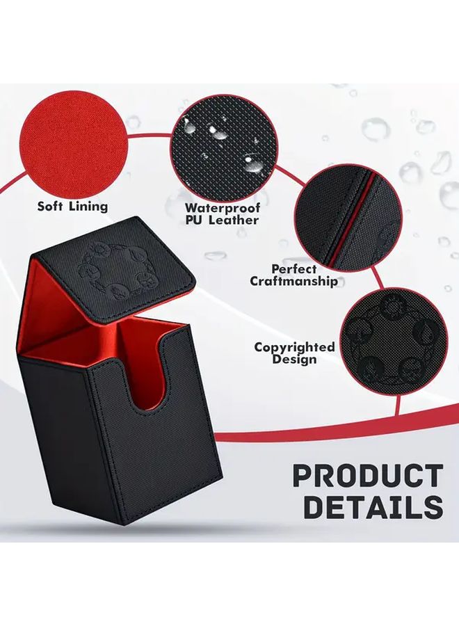 2 Pack MTG Card Deck Box Magnetic Closure Heavy Duty Faux Leather Storage Case Black Purple - Image 4