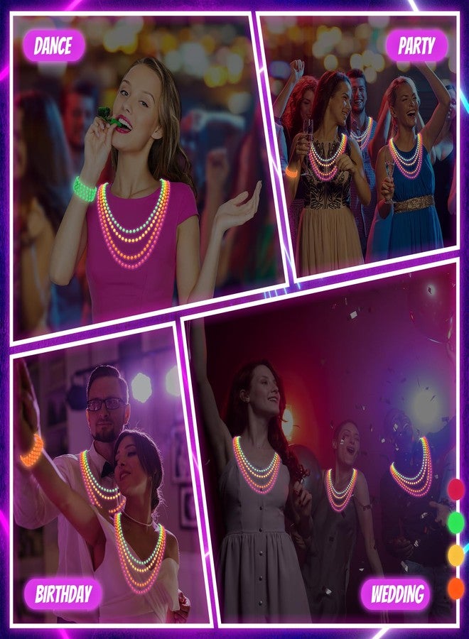Qulkws 48 Pieces Glow in the Dark Bead Necklaces 80s UV Neon Glow Necklaces Bulk for Birthday Decorations Wedding Party Festivals Halloween Carnival - Image 5