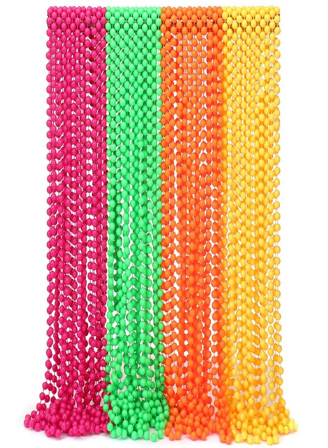 Qulkws 48 Pieces Glow in the Dark Bead Necklaces 80s UV Neon Glow Necklaces Bulk for Birthday Decorations Wedding Party Festivals Halloween Carnival - Image 1
