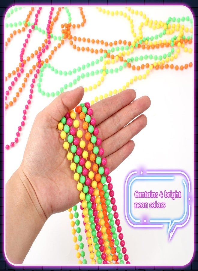 Qulkws 48 Pieces Glow in the Dark Bead Necklaces 80s UV Neon Glow Necklaces Bulk for Birthday Decorations Wedding Party Festivals Halloween Carnival - Image 2
