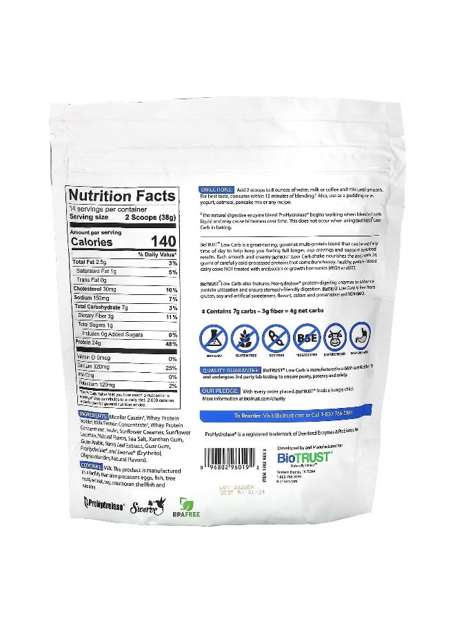 BioTrust BioTRUST, Low Carb, Pasture-Raised Four-Protein Blend, Vanilla Cream, 1.16 lb (529 g)  - Image 2