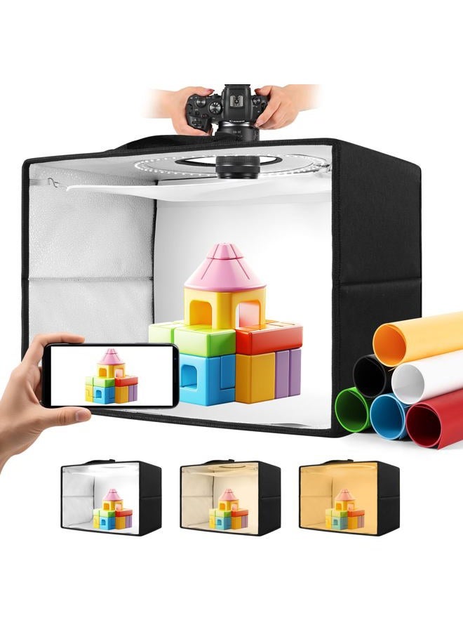 hellovetee Photo Light Box, Portable 47"x20"x55" Photo Studio Light Box, Shooting Tent Kit with 576 Light Beads and 3 Color Backdrops. Large Lightbox with 6 Stepless Dimming Light Boards for Photography. - Image 1