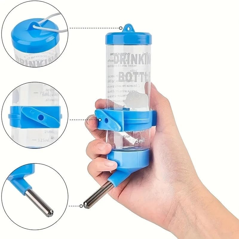 VAYINATO® 1 Pcs Hamster Plastic (125 ML, Random Color) Water Bottle Dispenser Automatic Feeding Bottle for Hamster Guinea Pig Rabbit Small Animals Pet Drinking Bottles by Petzlifeworld - Image 3