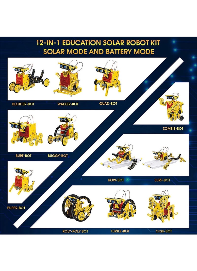 Solar Robot Kit For Kids STEM Building Toys 12-In-1 Build Your Own Robot