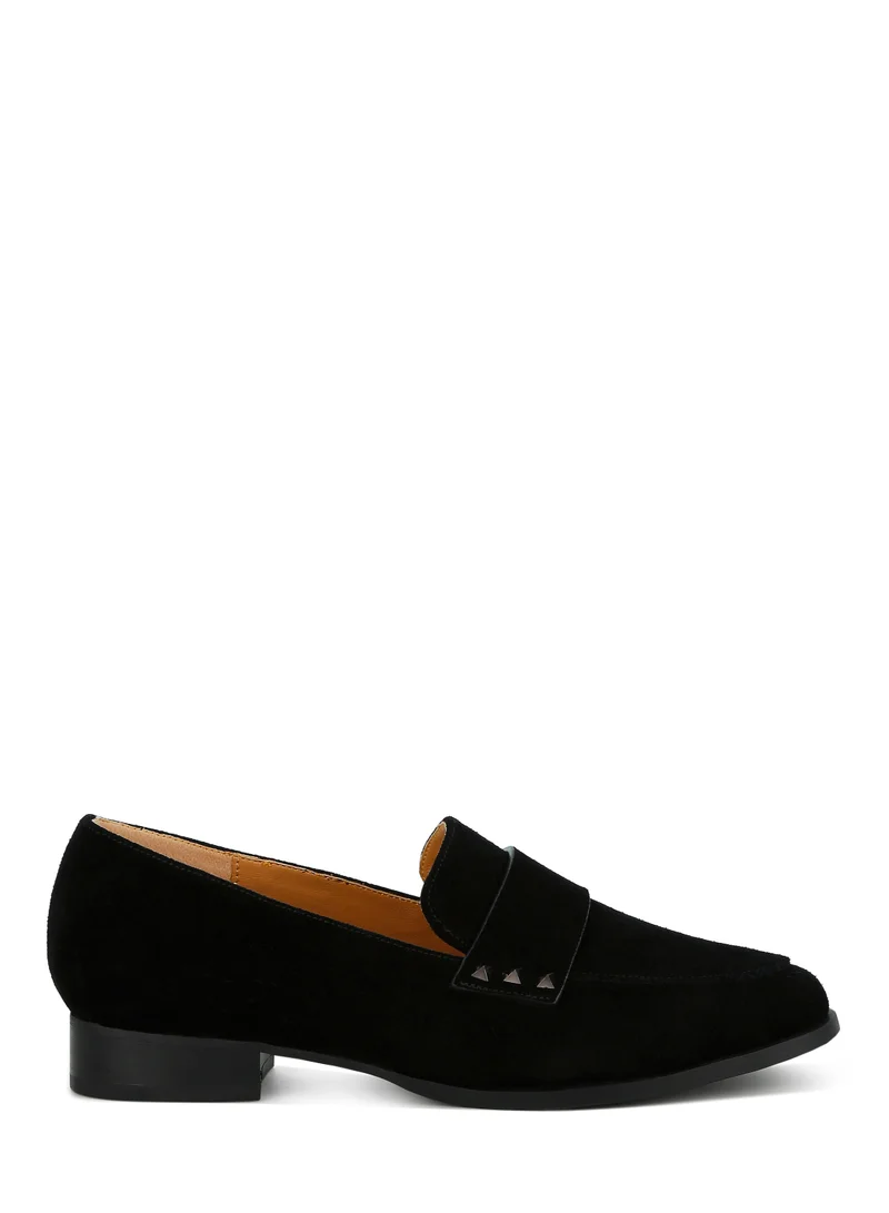 London Rag London Rag Women's Studded Suede Loafers in Black