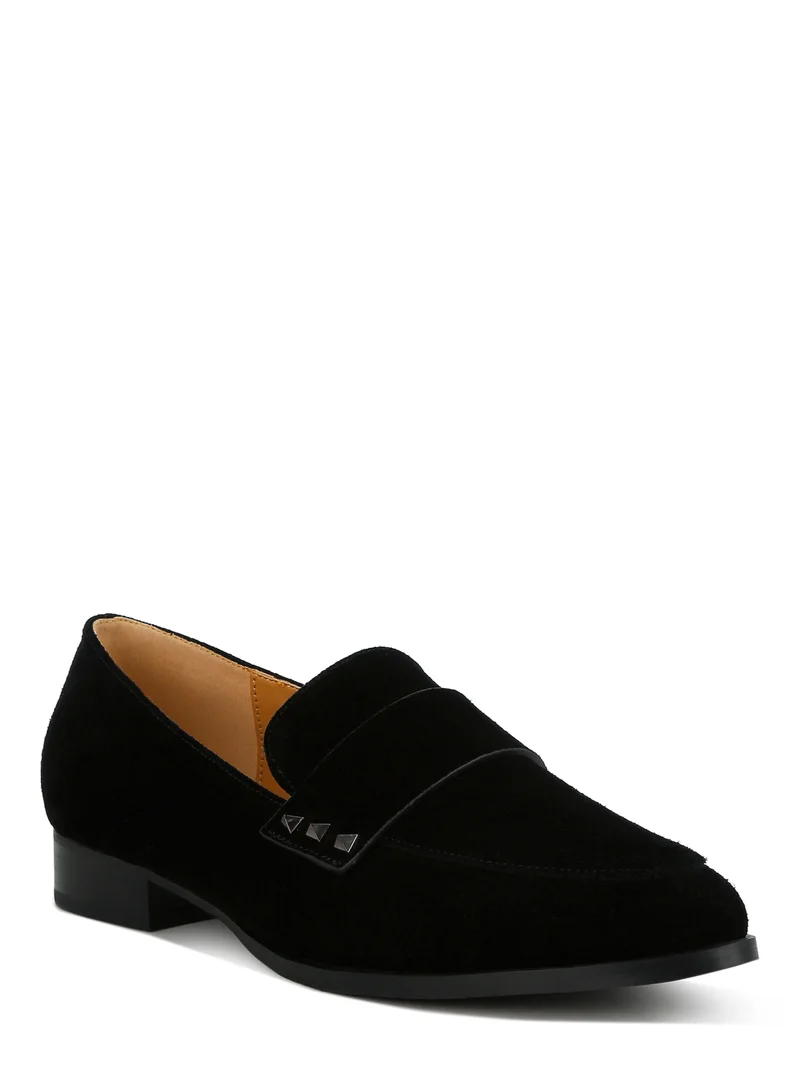 London Rag London Rag Women's Studded Suede Loafers in Black
