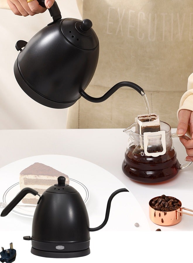 غلاية كهربائية بعنق أوزة، سعة 800 مل، غلاية ماء فائقة الغليان، مصنوعة من الفولاذ المقاوم للصدأ، تحكم تلقائي في درجة الحرارة ودرجة حرارة ثابتة، 1000 واط (أسود) - Image 1