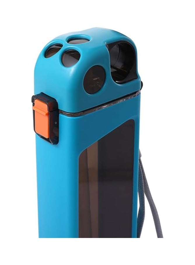 تويسو زجاجة مياه بلاستيكية مربعة قابلة للحمل من Twisoo، 350 مل، صالحة للطعام، تصميم منقار البط، ختم من السيليكون، أزرق - Image 3