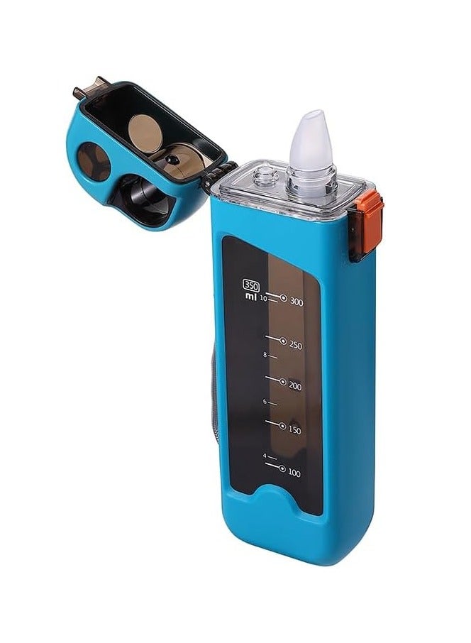 تويسو زجاجة مياه بلاستيكية مربعة قابلة للحمل من Twisoo، 350 مل، صالحة للطعام، تصميم منقار البط، ختم من السيليكون، أزرق - Image 5