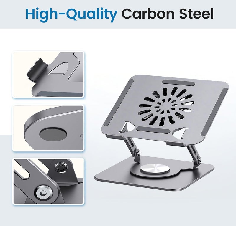Adjustable Laptop Stand with Cooling Fan and 360° Rotation - Image 2