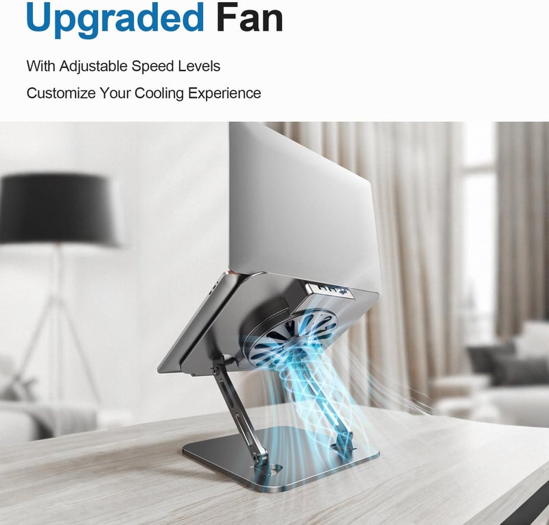 Adjustable Laptop Stand with Cooling Fan and 360° Rotation - Image 3