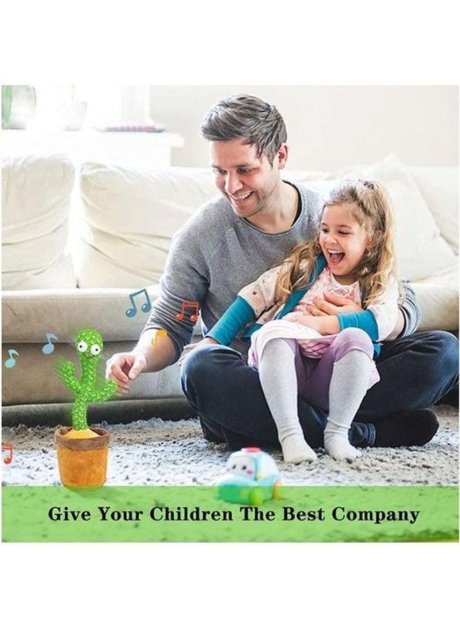 Fun and lovely cactus plush toys, can dance, sing, move. It's good for early education.With the singing and humorous dancing, children's attention will be aroused and joyness will be brought to them!Made of soft and comfortable plush fabric, colorless and tasteless, it is skin‑friendly and is safe and hygienic. Cheerful music and dancing are great for creating a pleasant ambience and for parties.Best gift for any occasion or your loved ones.Its a talking and dancing cactus for your children. The cactus has big eyes and a smiling face, which is pretty normal for a toy. But it can also dance, sing and also record what you say in an amusing way! Everyone are gonna love it! The cactus is made of knitted plush material. When it is singing and dancing, it is very good to attract the attention of babies, kids and adults. Soft material, comfortable, safe, non-toxic. The plush is absolutely safe for children. The toy can dance, sing, record, move and rotate. - Image 3