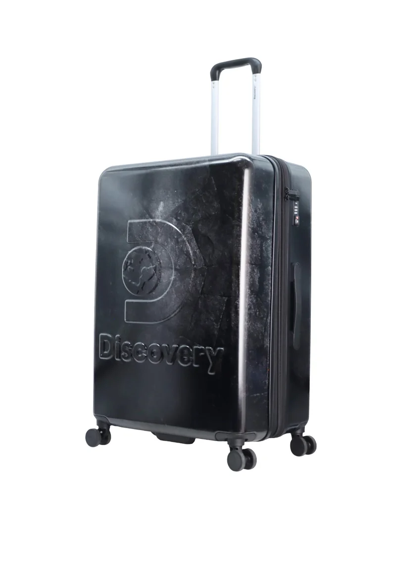 Discovery Discovery Stone ABS Hard Shell Large Check-In Travel Suitcase Black, Durable Lightweight Travel Luggage, 4 Double Wheel Trolley Bag with TSA Combination Lock (71 cm/28 Inch).