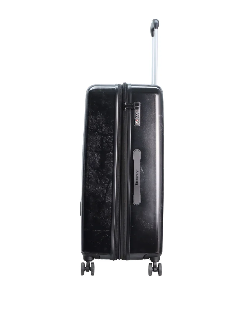 Discovery Discovery Stone ABS Hard Shell Large Check-In Travel Suitcase Black, Durable Lightweight Travel Luggage, 4 Double Wheel Trolley Bag with TSA Combination Lock (71 cm/28 Inch).