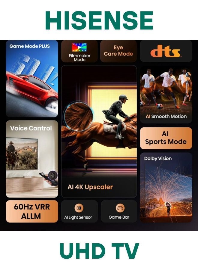 Hisense 65-Inch 4K UHD Smart TV – Immersive Entertainment with Dolby Vision, Dolby Audio & Game Mode Plus | VIDAA OS, Wi-Fi, Bluetooth, Netflix & YouTube (65A61Q - 2025 Model) 65A61Q Black - Image 3