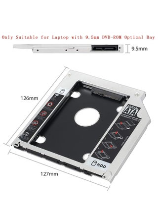Hard Drive Caddy Tray 9.5mm 2nd 2.5 inch SATA HDD SSD Hard Drive Tray Replacement DVD CD ROM Optical Drive Caddy Tray Adapter for DELL HP Lenovo ThinkPad ACER ASUS Laptop - view 2