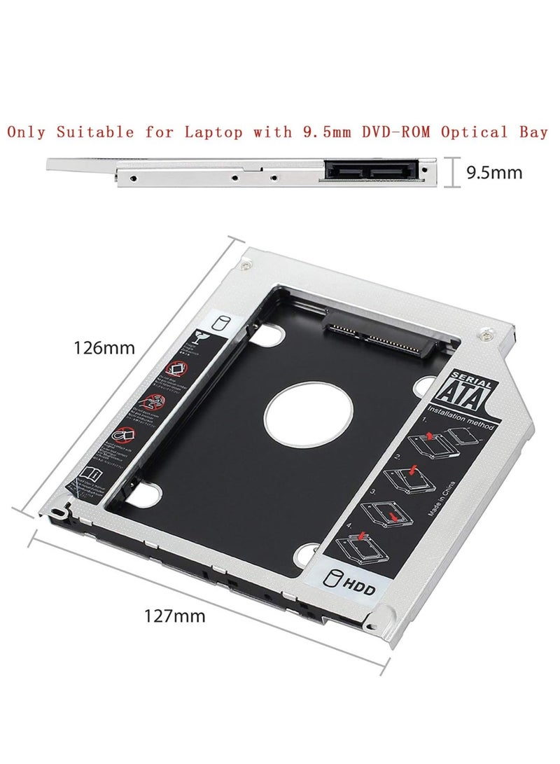 علبة القرص الصلب 9.5 ملم 2.5 بوصة SATA HDD SSD علبة القرص الصلب بديلة DVD CD ROM محول علبة محرك الأقراص الضوئية لأجهزة الكمبيوتر المحمول DELL HP Lenovo ThinkPad ACER ASUS - Image 2