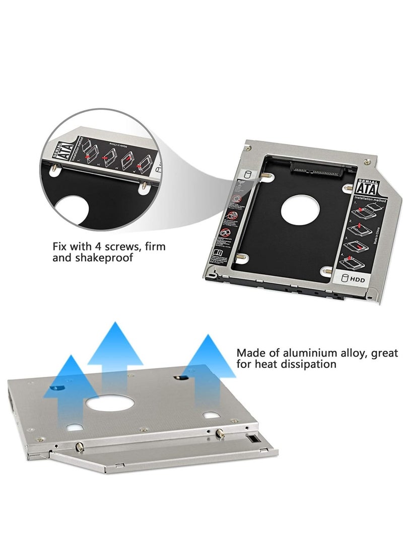 علبة القرص الصلب 9.5 ملم 2.5 بوصة SATA HDD SSD علبة القرص الصلب بديلة DVD CD ROM محول علبة محرك الأقراص الضوئية لأجهزة الكمبيوتر المحمول DELL HP Lenovo ThinkPad ACER ASUS - Image 3