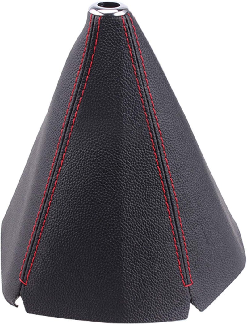 RASTP PU Leather Shift Boot Waterproof Shift Knob Dust Cove Universal for Manual/Auto with Red Stitching, Red - Image 1