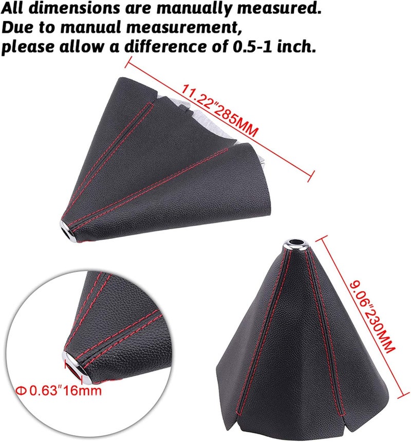 RASTP PU Leather Shift Boot Waterproof Shift Knob Dust Cove Universal for Manual/Auto with Red Stitching, Red - Image 5