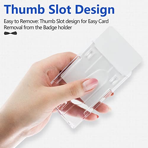 Teskyer Hard Plastic ID Badge Holder, Heavy Duty & High Clear PC Material, Holds 2 Cards, Suitable for Name Work IDs Credit Cards Access Cards, Vertical - 2 Pack - Image 4