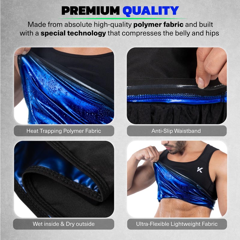 Kewlioo Men's Heat Trapping Pullover Sweat Enhancing Vest - Sauna Suit Shirt Compression Vest Shapewear Top for Gym Exercise (Multicolor, Large-X-Large) - Image 5