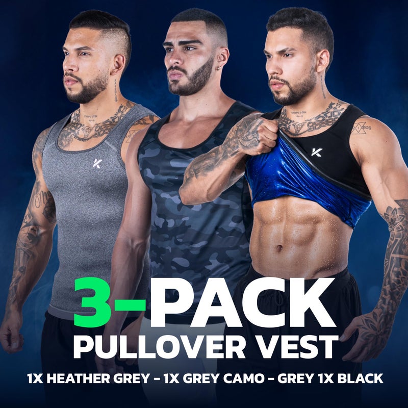Kewlioo Men's Heat Trapping Pullover Sweat Enhancing Vest - Sauna Suit Shirt Compression Vest Shapewear Top for Gym Exercise (Multicolor, Large-X-Large) - Image 2