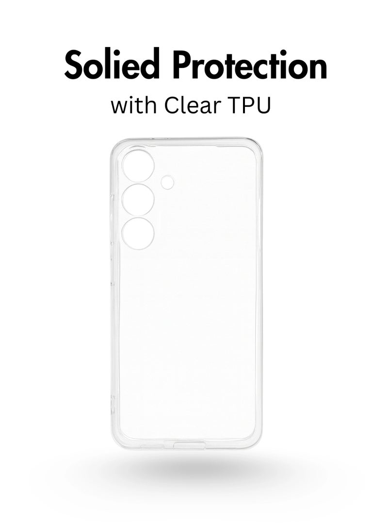 مجموعة حماية فاخرة لهاتف سامسونج جالاكسي S25 | جراب شفاف من السيليكون عالي الجودة + واقي شاشة ببصمة الإصبع مقاوم للتفريغ الكهروستاتيكي + واقي عدسة كاميرا معدني أسود | تصميم نحيف للغاية ومقاوم للصدمات والاصفرار - Image 2