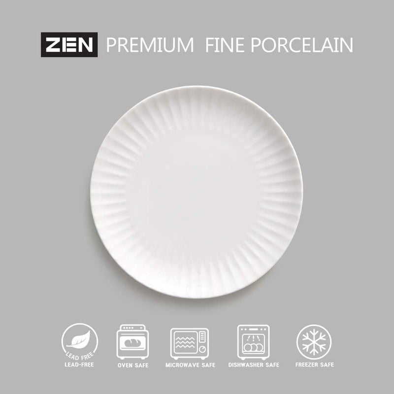 ZEN Pleats Porcelain Dessert Salad Plates 83 Inch Set of 6 White - Image 4