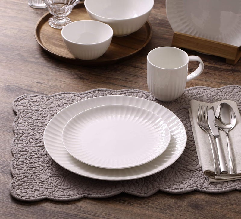 ZEN Pleats Porcelain Dessert Salad Plates 83 Inch Set of 6 White - Image 5