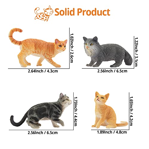 Toymany 8PCS Grey & Orange Cat Figurines Set, Realistic Cat Figures Kitten Toys, Cat Cake Toppers Halloween Christmas Birthday Gift for Kids Children - Image 4