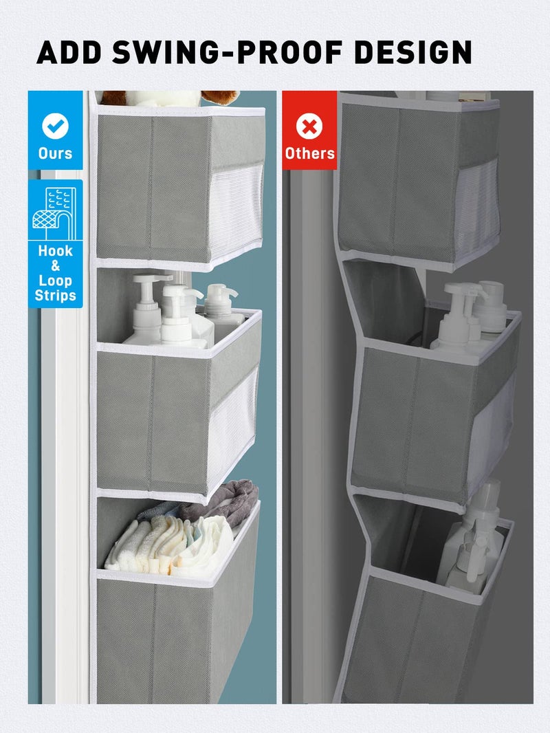 Yecaye 6-Tier Over the Door Storage Organizer, Flexible 1 Split into 2 Swing-proof Hanging Bathroom Storage Organization, Bedroom Organizer and Storage for Newborn Baby Essentials, Grey - Image 3