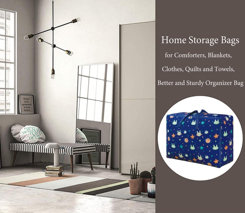 House of Quirk Fabric Extra Large Oversized Handy Storage Bag Laundry Bags Quilt Beddings Blanket 105 Litre - Khaki Check, 50 Cm,30Cm,White - Image 5