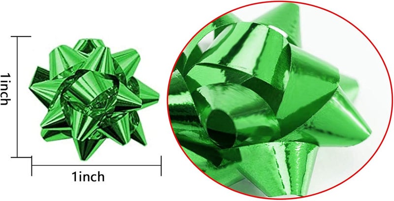Iceyyyy 100 Pcs Mini Christmas Gift Bows-1 Inch Green Metallic Star Gift Bows-Tiny Adhesive Present Bows for Christmas Holiday Decor DIY Wrapping - Image 2