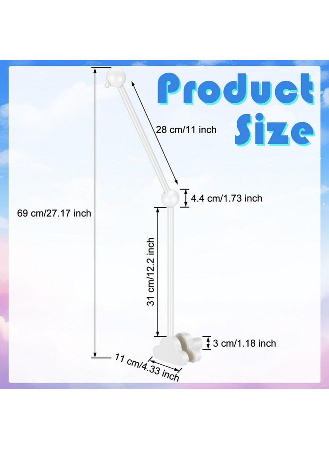 GlikCeil Wooden Baby Crib Mobile Arm 27.17 Inches Cloud Design Adjustable Baby Mobile Hanger for Crib Cot Bed Bassinet Wind Chimes Bed Bell Nursery(White) - Image 2