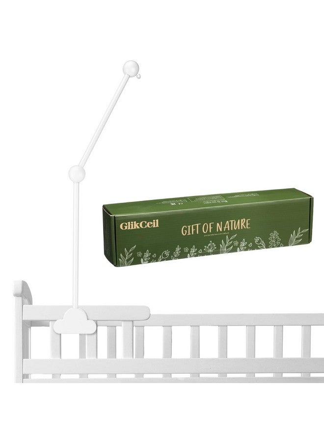 GlikCeil Wooden Baby Crib Mobile Arm 27.17 Inches Cloud Design Adjustable Baby Mobile Hanger for Crib Cot Bed Bassinet Wind Chimes Bed Bell Nursery(White) - Image 1
