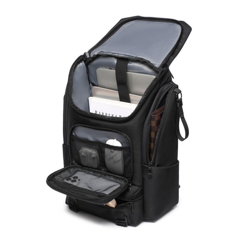 OZUKO حقيبة ظهر لابتوب أكسفورد مقاومة للماء مع جيب مضاد للسرقة، حقيبة عمل نحيفة للسفر والتنقل، رمادي، 9840 - Image 5