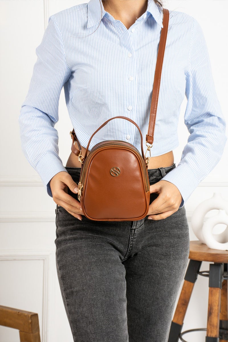 Sanmorris Women's Faux Leather Adjustable Cross Strap 3 Compartment Useful Shoulder Bag  - Image 3